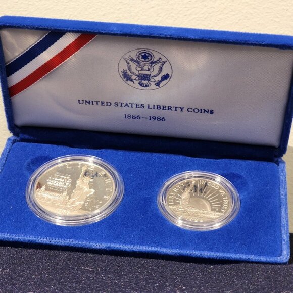 1986 US Mint Proof Liberty 2 Coin Set - Picture 1 of 15
